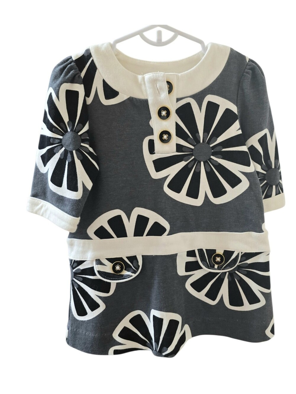 Maggie & Zoe 24M Gray Black White Floral Toddler Dress